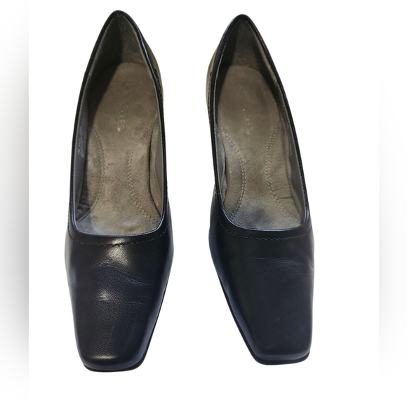 AEROSOLES Envy Black Genuine Leather Heels Comfort Pro, Office Classic Sz 7 - Picture 7 of 8